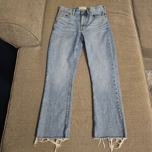 Everlane High Rise Kick Crop Raw Hem Denim Casual Light Wash Jeans 27 Regular